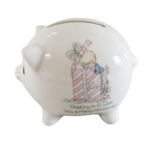 Vintage Precious Moments Christmas Mini Piggy Bank